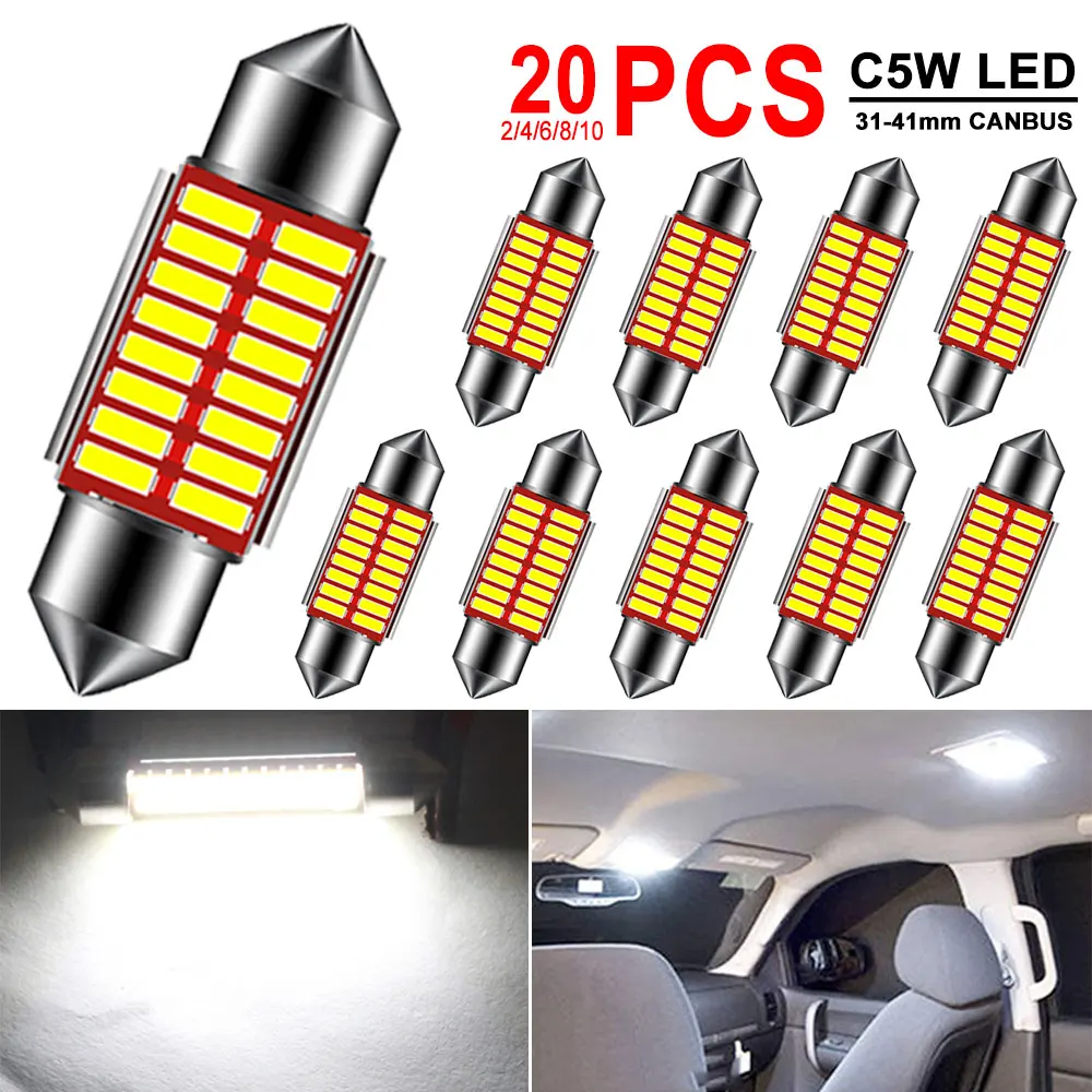 20-Piece 6500K LED Interior Car Light Bulb Kit – Dome, Map, Trunk, License Plate By CAR-FUAN (T10/31mm/42mm)