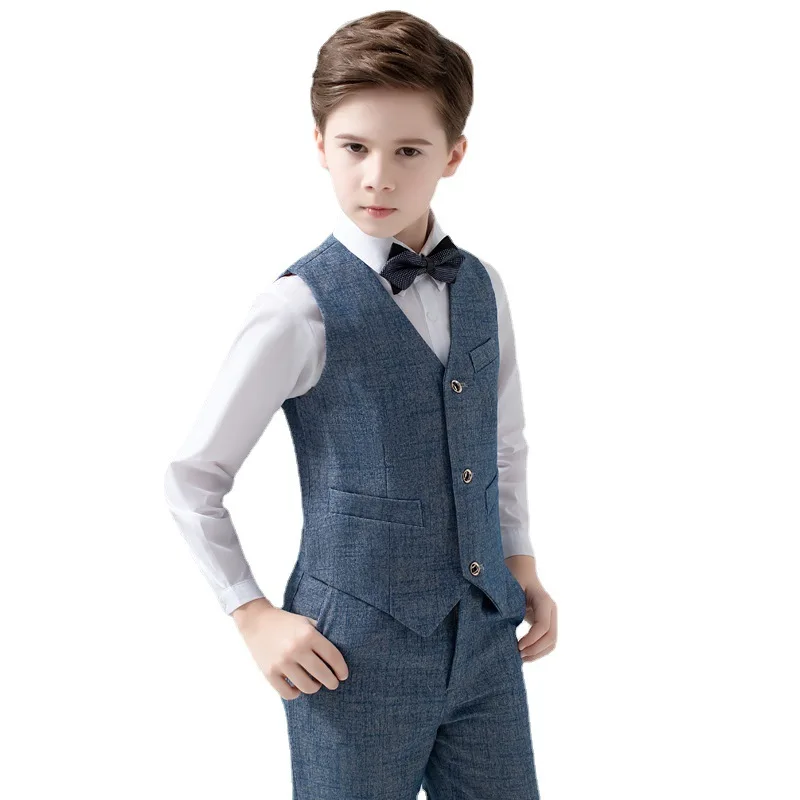 Boy Wedding Piano Performance Photography Suit Set Big Kids Blazer Jacket Pants Bowtie Clothes Kids Formal Costume 2-15t boys suits