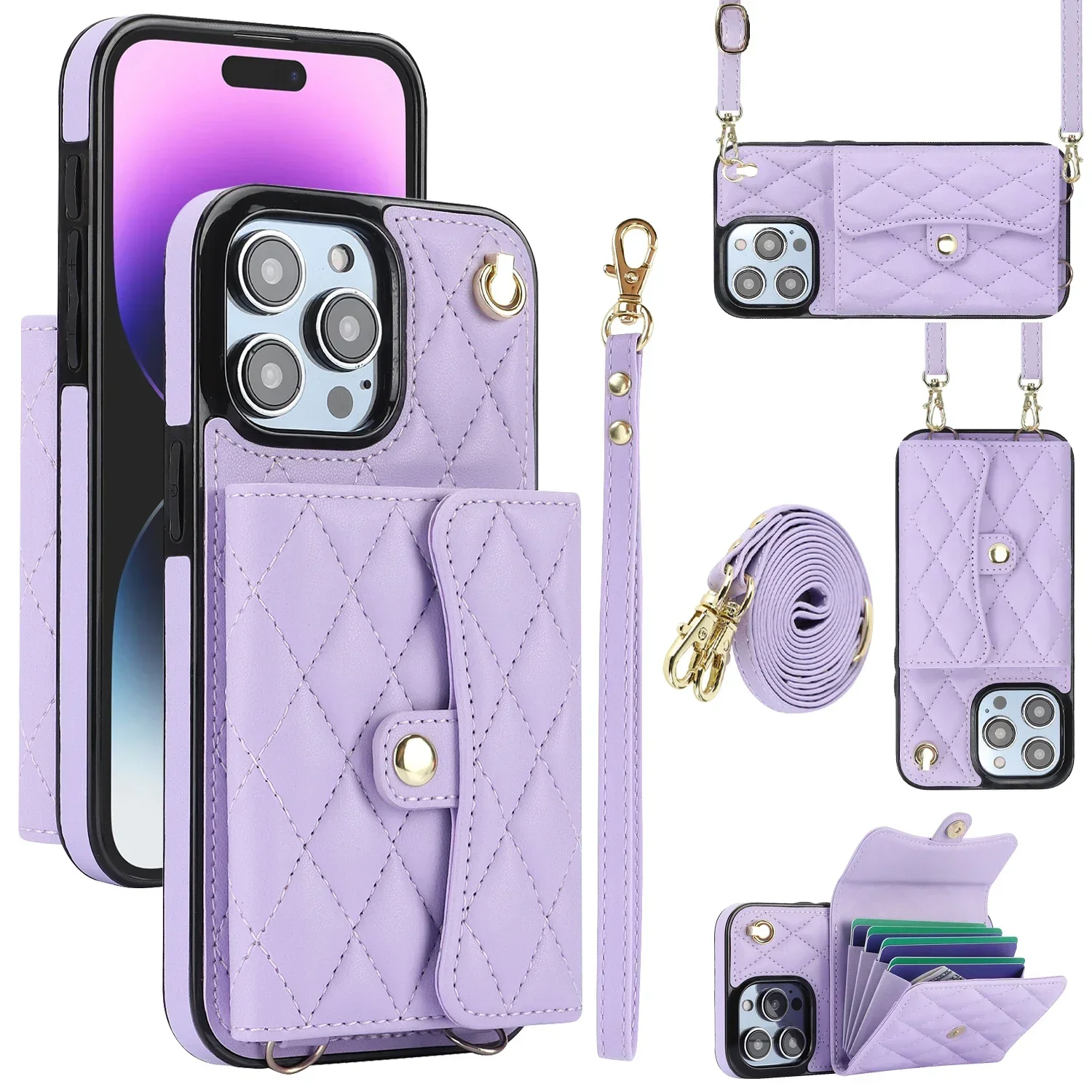 Elegant Leather Wrist Strap Crossbody Wallet with Card Holder