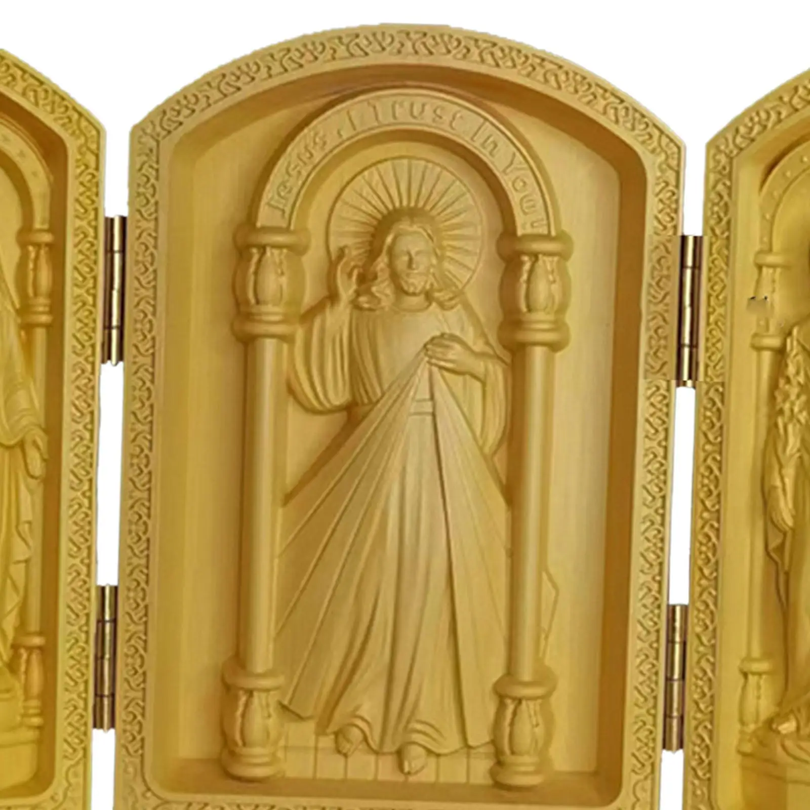 Holy Figurine Wood Carving Ornament Catholic Collection Catholic Relics Sculpture for Table Living Room Shelf Housewarming