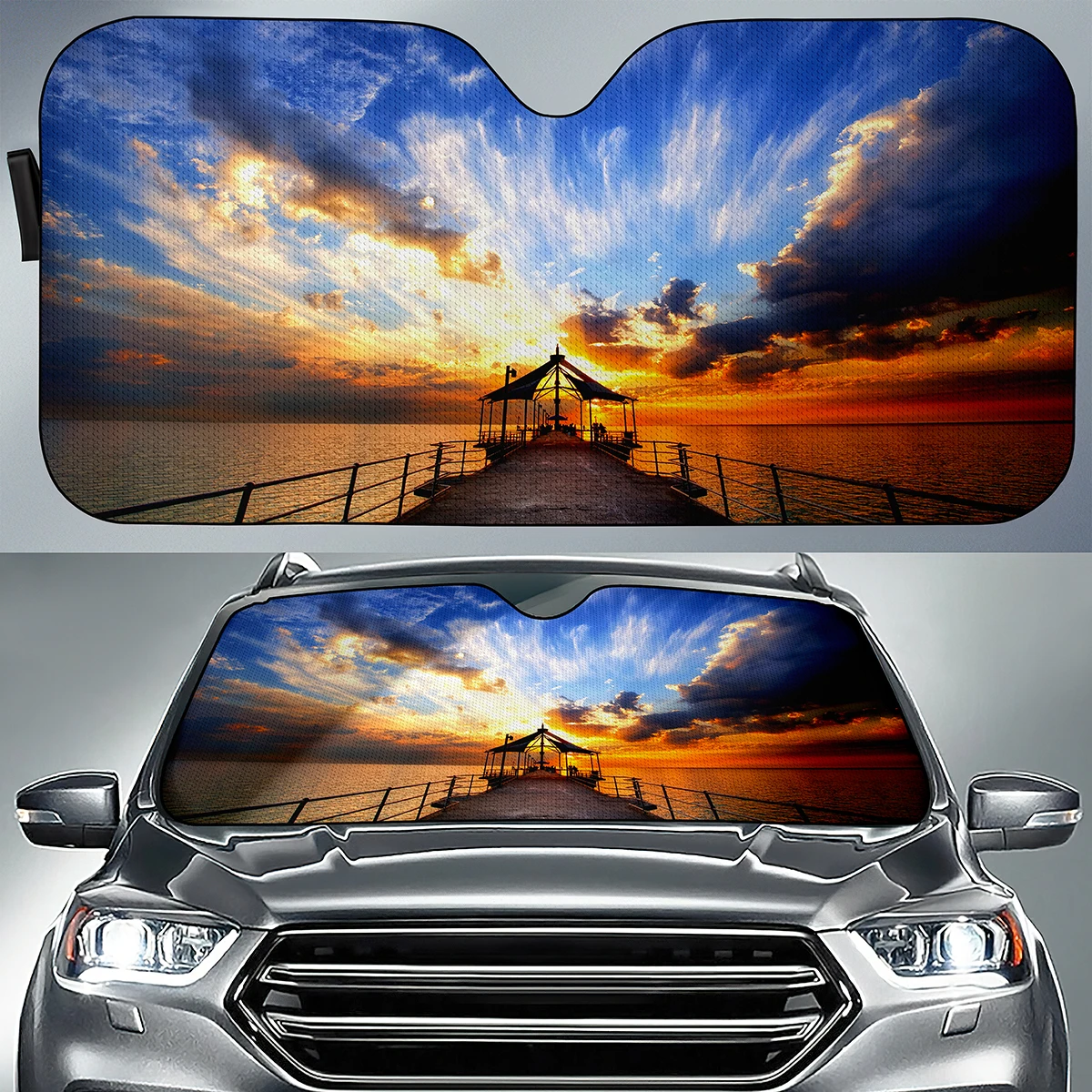 

Sunset Beach Scenery Car Windshield Sunshade Blocks UV Rays Sun Visor Foldable Heat Protection Accessories for Auto Sedan SUV