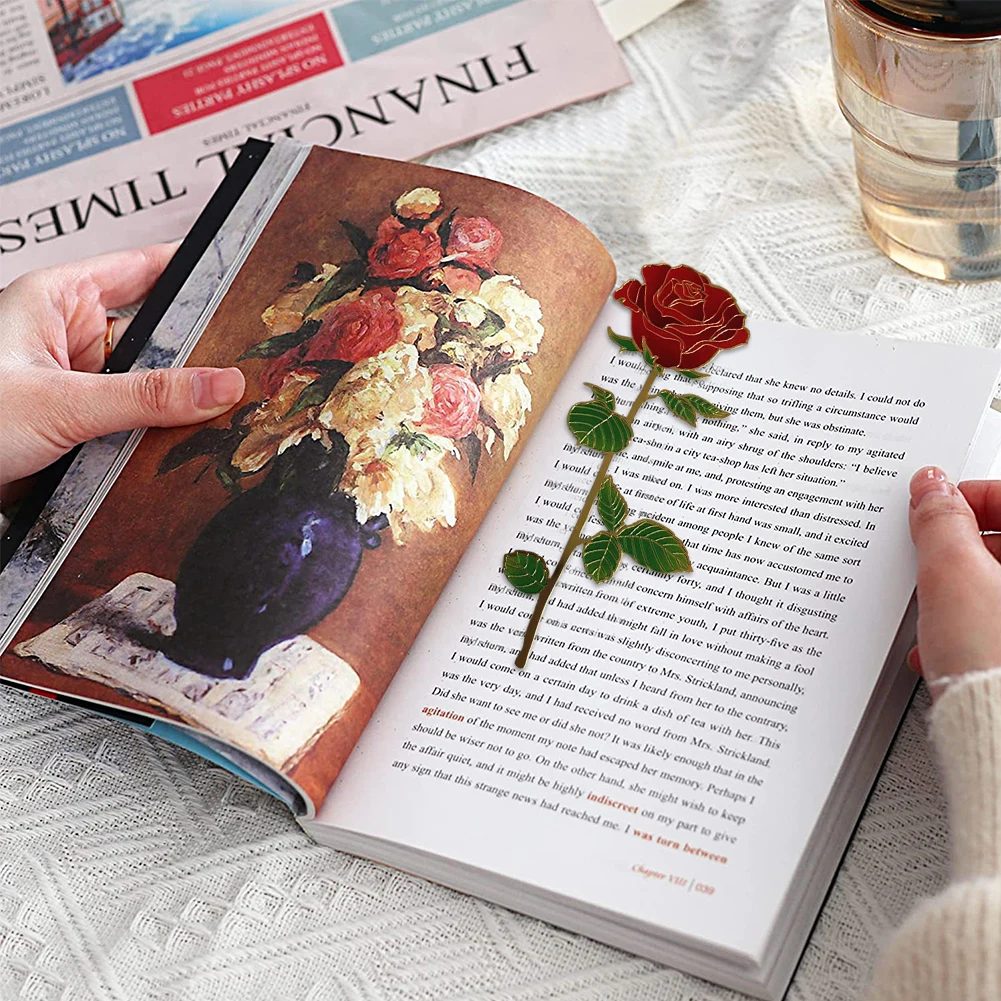 Metal Bookmark Bookmark Page Holder Bookmark Holder Metal Bookmark For Reading Lovers Birthday Red Rose Valentines Day Multi Purpose