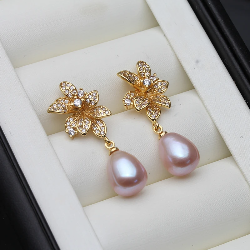 2024 New Natural Freshwater Pearl Earrings For Women,White Flower Pearl Drop Earrings Mother Wife Gift
