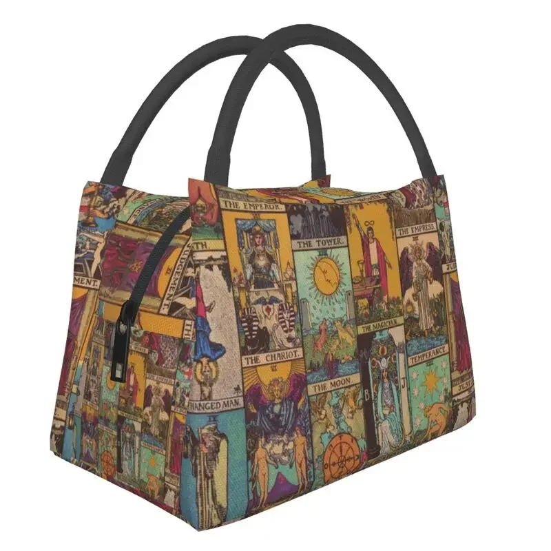Custom The Major Arcana Of Tarot Vintage Patchwork Lunch Bags Women Thermal Cooler Insulated Lunch Box Per Picnic Camping Travel