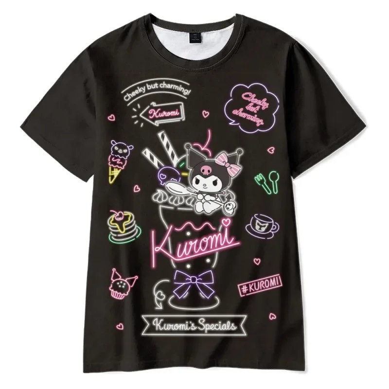 2023 Anime Cartoon Summer Kuromi Camiseta My Melody Hello Kitty 3D Impresión Dibujos Animados Ropa Niño Niña Niño Moda Camiseta Casual Top