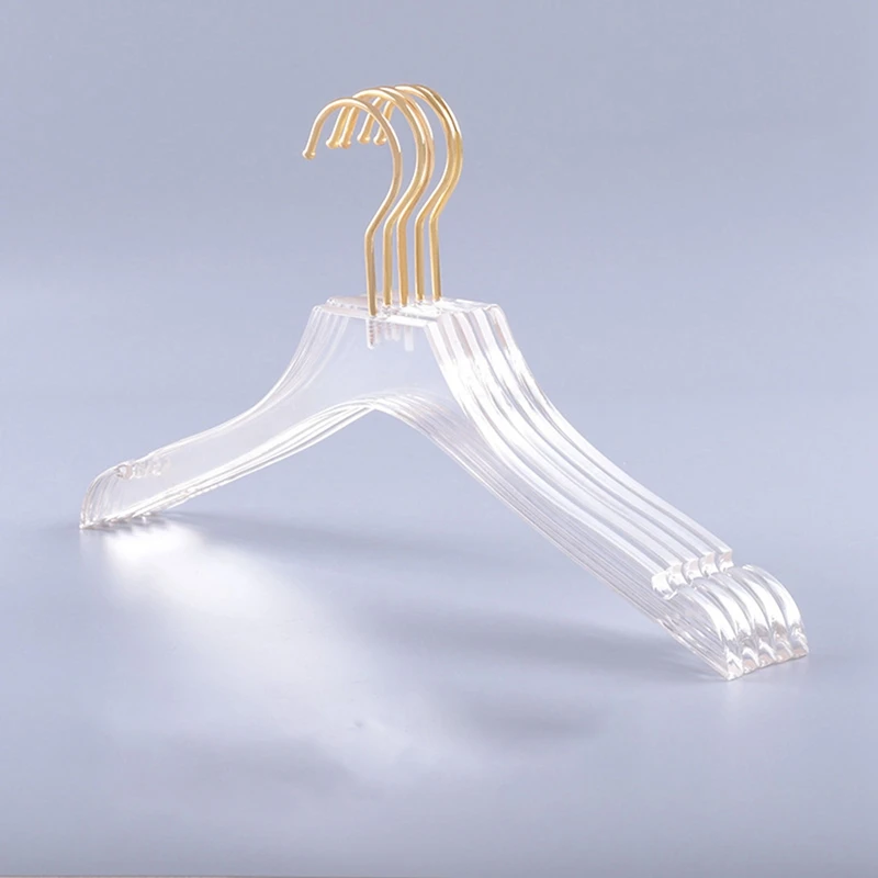 AFBC 25 Pcs Clear Acrylic Clothes Hanger With Gold Hook, Transparent Shirts Dress Hanger With Notches For Lady Kids L