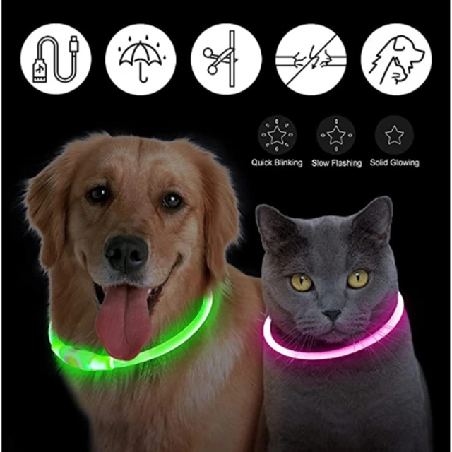 USB Rechargeable Luminous Collar Adjustable Led Glowing Dog Collar for Large Small Dogs Cat Night Light Collar Pet Safety Harnes 3