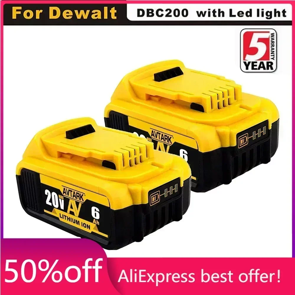 

100% Original 20V 6.0Ah MAX Battery Power Tool Replacement for DeWalt DCB184 DCB181 DCB182 DCB200 20V 8A 6A 18Volt 20v Battery