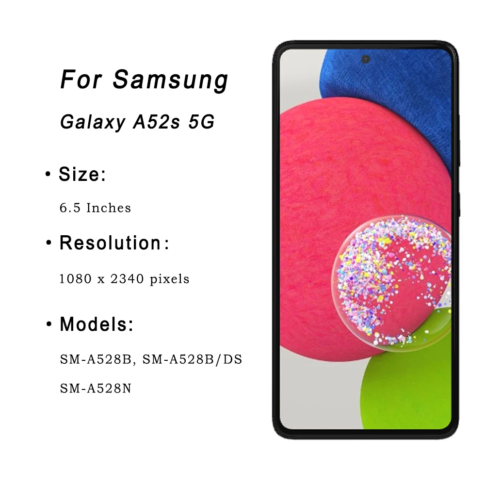 삼성 갤럭시 A52s 5G A528 A528B A528M A528B/DS LCD 디스플레이 터치 스크린 디지타이저 어셈블리 수리 부품 용 AMOLED 디스플레이