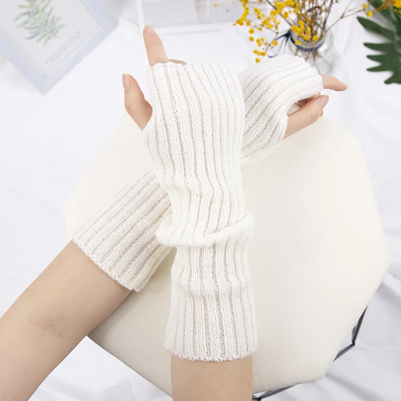 Women Fingerless Anime Gloves Arm Warmers Goth Knitted Kawaii Lolita Gloves Wrist Sleeves Harajuku Mittens Y2k White Accessories women fingerless anime gloves arm warmers goth knitted kawaii lolita gloves wrist sleeves harajuku mittens y2k white accessories