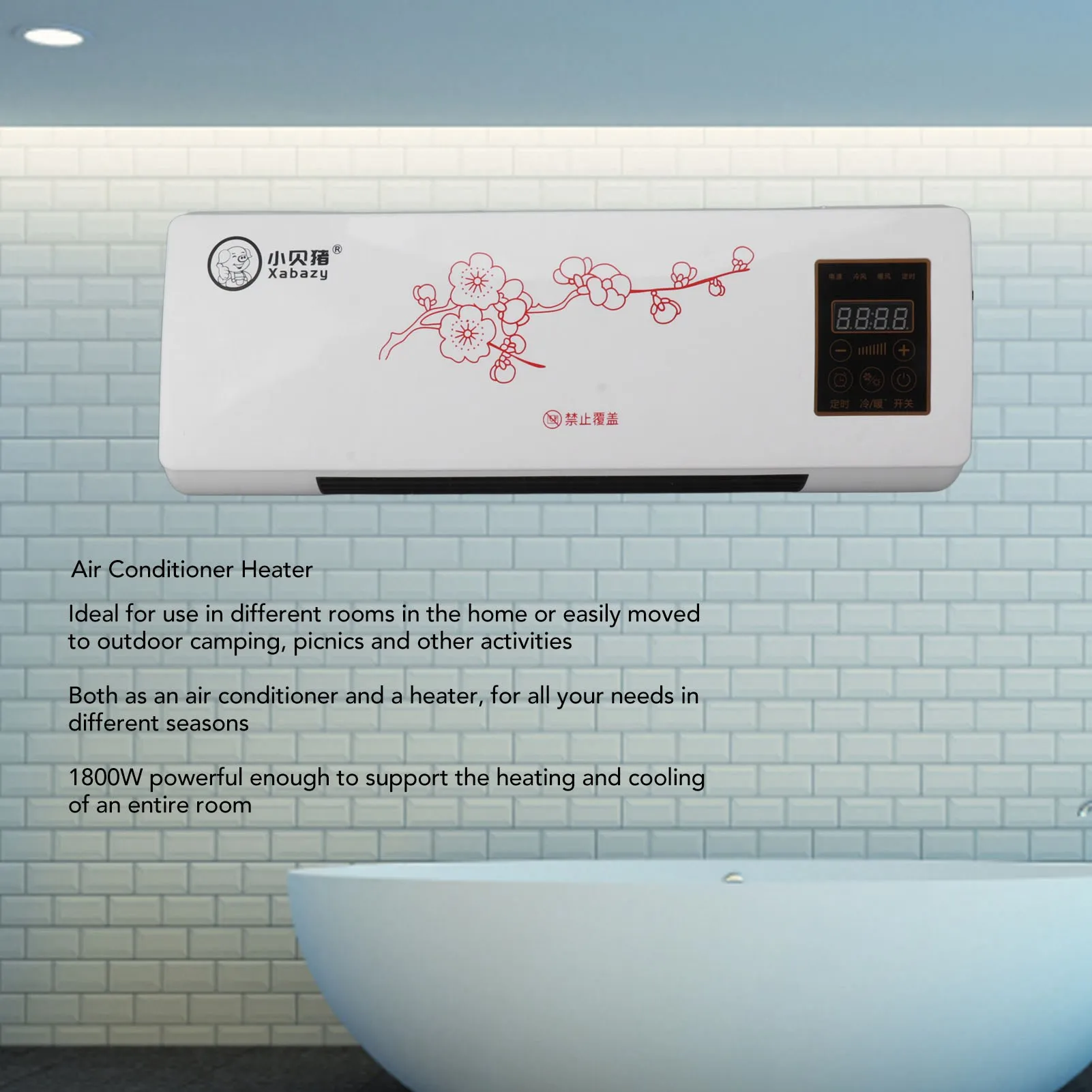 Petit radiateur, ventilateur de chauffage mural polyvalent, Portable, à faible bruit, avec télécommande, pour salle de bain et chambre à coucher 3