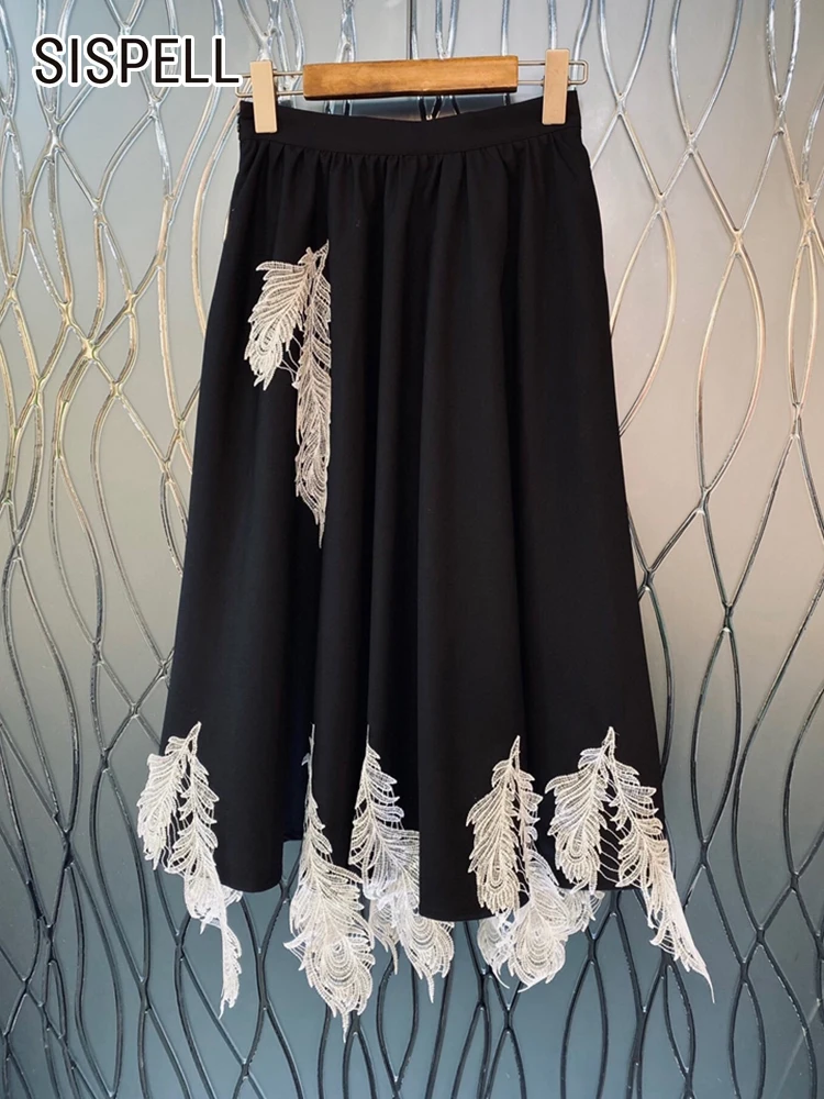 

SISPELL Casual Solid Skirts For Women High Waist Patchwork Feathers Loose Korean Fashion Shirt Female Summer 2023 Clothing New