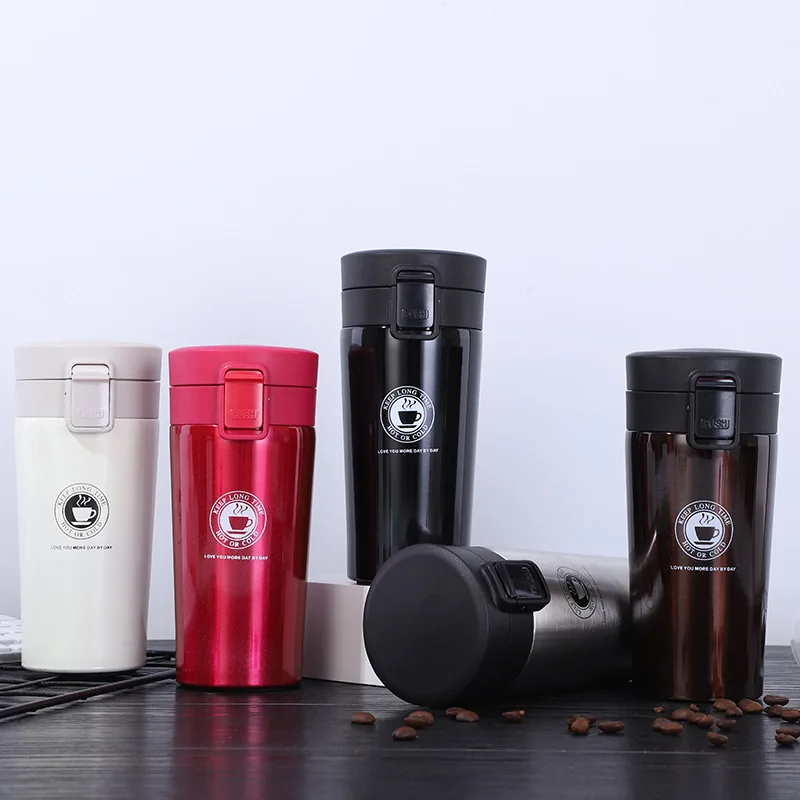 380ml Double Stainless Steel 304 Coffee Mug Leak-proof Thermos Mug Travel  Thermal Cup Thermosmug Water Bottle for Gifts 