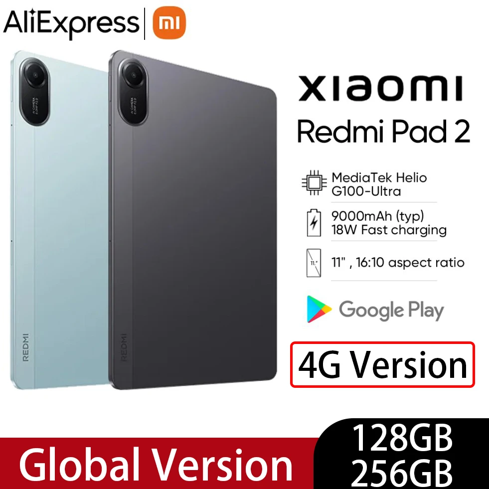 Global version Xiaomi Redmi Pad 2 4G Advanced Helio G100-Ultra 11" 2.5K crystal-clear display 9000mAh battery 18W fast charging