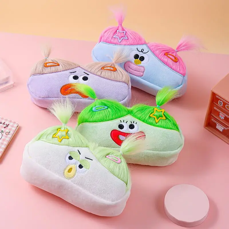 흥미로운 대장 펜 가방 추악한 인형 플러시 장난감 큰 눈 몬스터 소녀 하트 편지지 보관