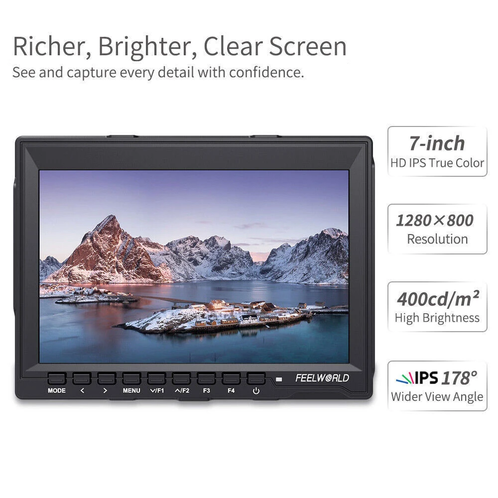 Portable Monitor DSLR Field Monitor FEELWORLD FW759 7&Prime; IPS Digital SLR Camera On-site Monitor 4K HDMI 1280x800 Camera Field DSLR Video Monitor with Peaking Focus