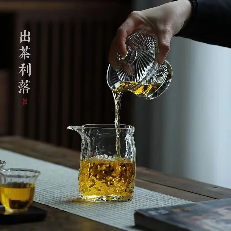 Tea Set Willow Pattern Glass Gaiwan Tea Cup Japanese Style Glass Tea Set Kungfu Cup Heat Resistant Office Maker Supplies