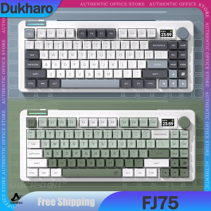 

Dukharo FJ75 Mechanical Keyboard 3mode 2.4G Bluetooth Wireless Keyboard 84Key RGB Backlit Hot-Swap Esports Gaming Keyboards Gift