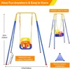 3-in-1 Toddler Swing Set with 4 Sandbags, Indoor/Outdoor Baby Swing with Foldable Metal Stand, Kids Swing Set Clear Instructions 2