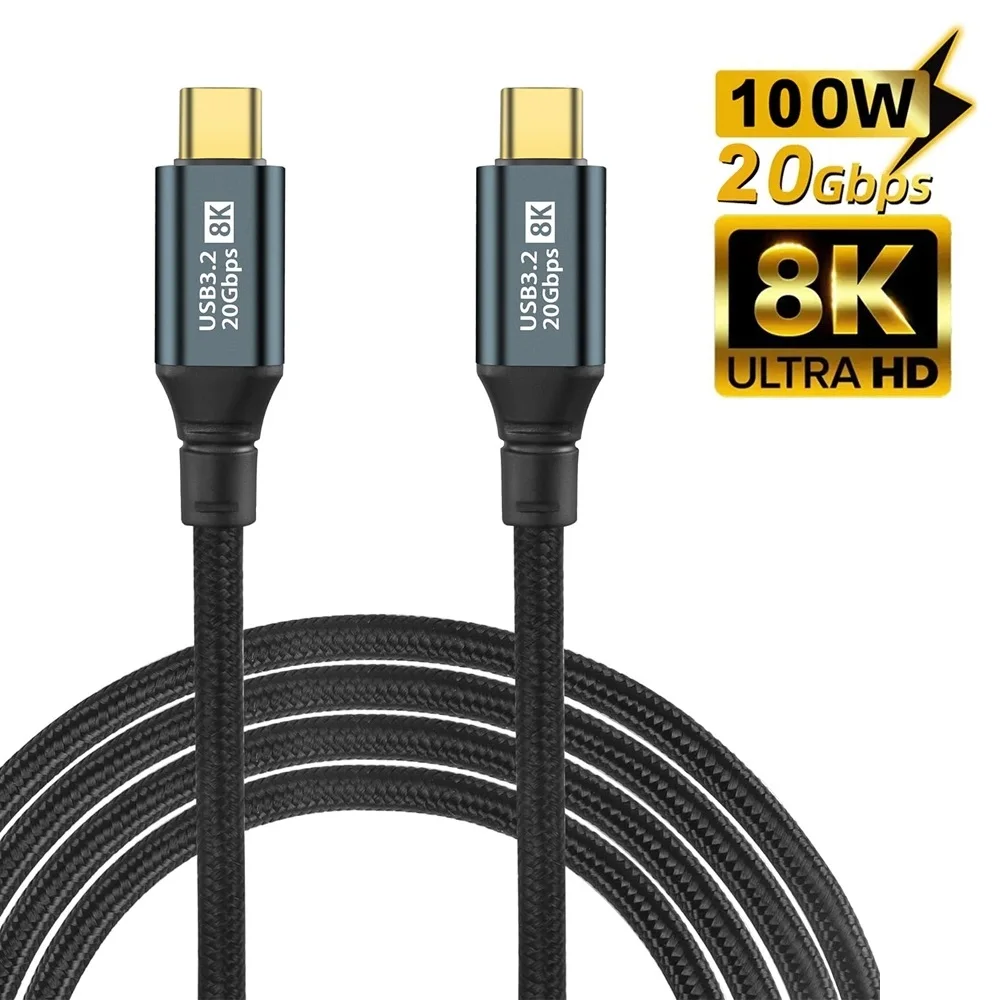 Кабель для передачи данных PD, 100 Вт, USB C на USB C, USB 3,2, Type-C Gen2, 20 Гбит/с, 8K, 60 Гц, шнур для передачи данных для ПК, ноутбука, Macbook, iPad, iPhone 15 Pro Max