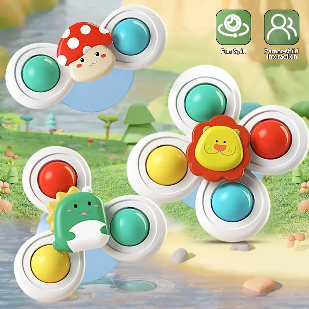 Suction Cup Spinner Toy Baby Bath Funny Game Educational Toys for Children Girls Boys Infant Sensory Stress Reliever Gifts 3PCS