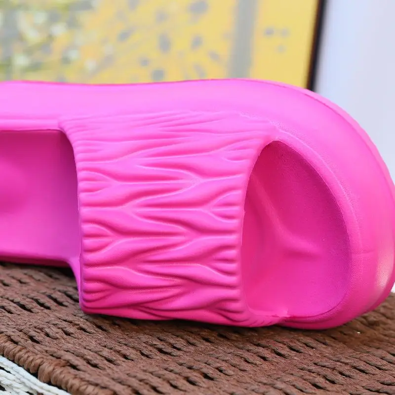 New Summer Women Platform Slippers Korean Wedge Thick Casual Sandals Outdoor Beach Slippers Thick Sole Solid Color Women Slides