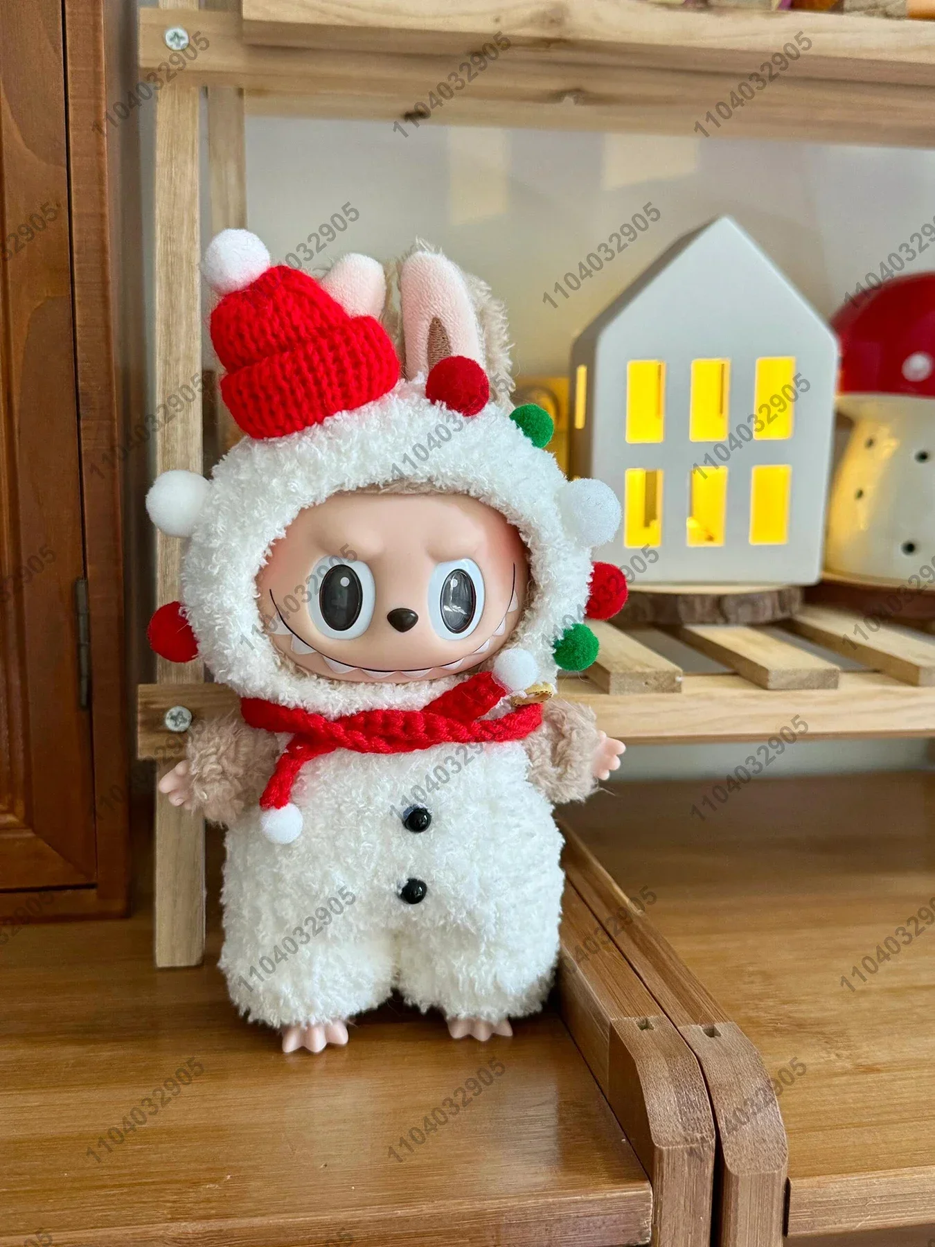 Labubu The Monster Christmas Snowman Costume Doll Clothes Vinyl Plush Doll Original Replica 1:1 Action Figure Bag Charm Pendant