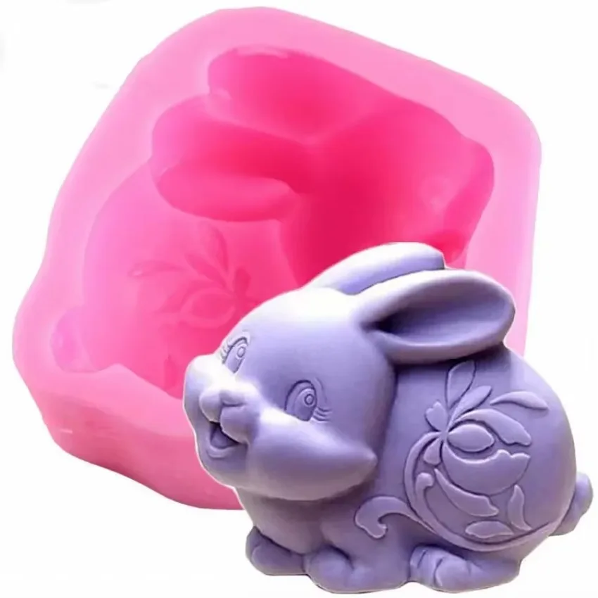 1 Pcs Rabbit Silicone Mould Resin Clay Soap Mold Candle Bunny Mold Fondant Cake Decor Molds Soap Making Supplies