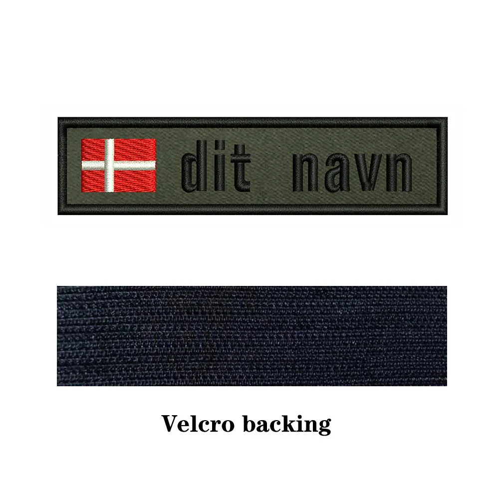 Army Green Background National Flags 10X2.5cm Embroidery Custom Name Text Patch Stripes Badge Iron On Or Velcros Patches 