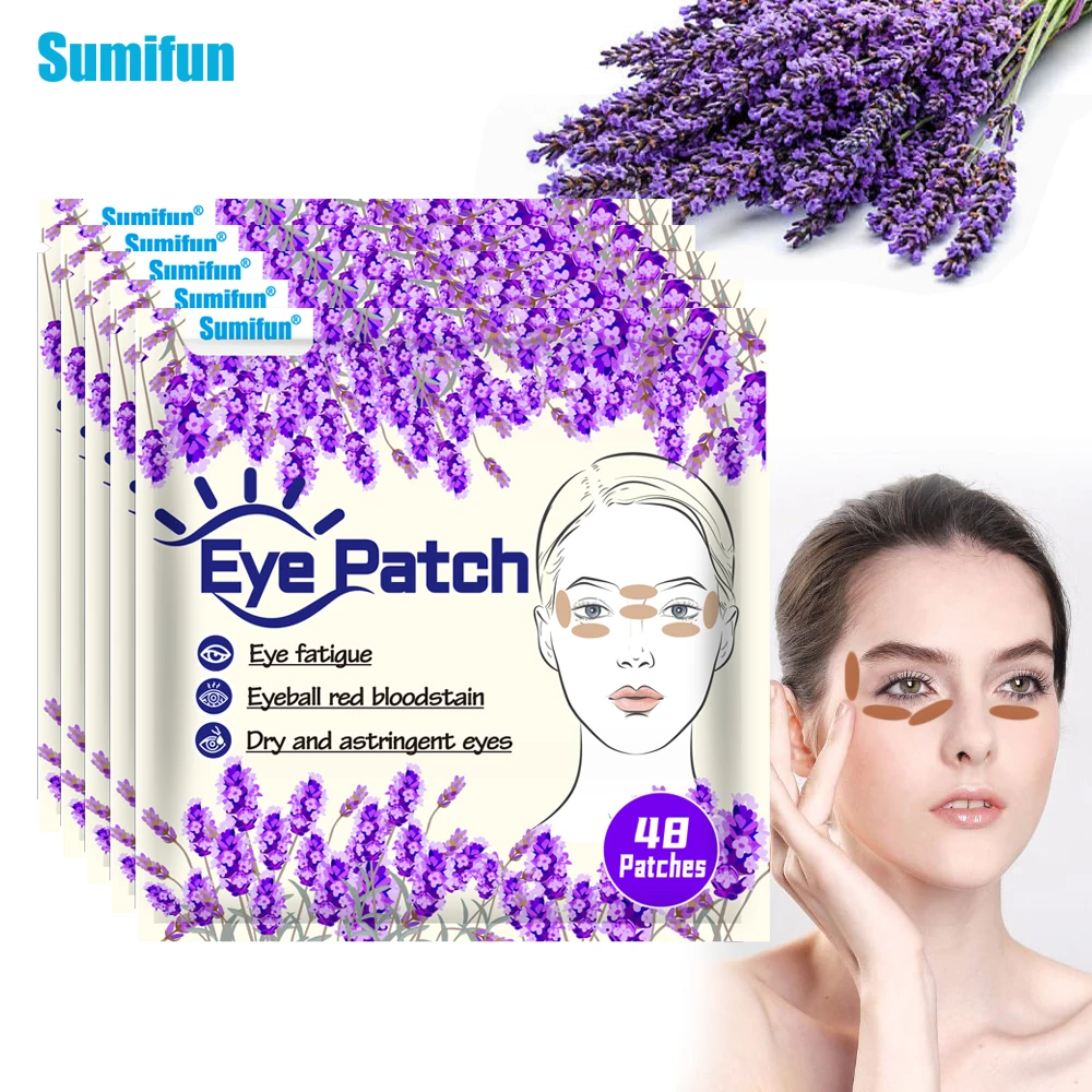 

48/144/480Pcs Sumifun Lavender Eye Protection Patch Myopia Eyes Dry Fatigue Massage Sticker Good Vision Moisturizing Plaster