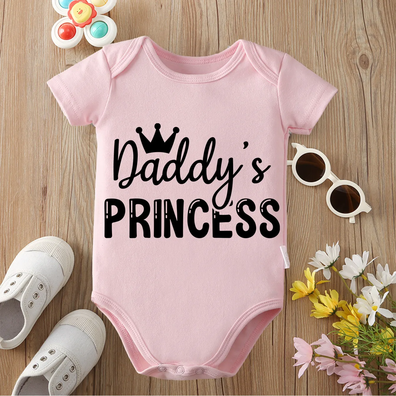 Dad's Little Princess Pure Cotton Cloth Exquisite Print Comfortable Onesie Bodysuit for Baby Jumpsuit for 0 To 12 Months Newborn