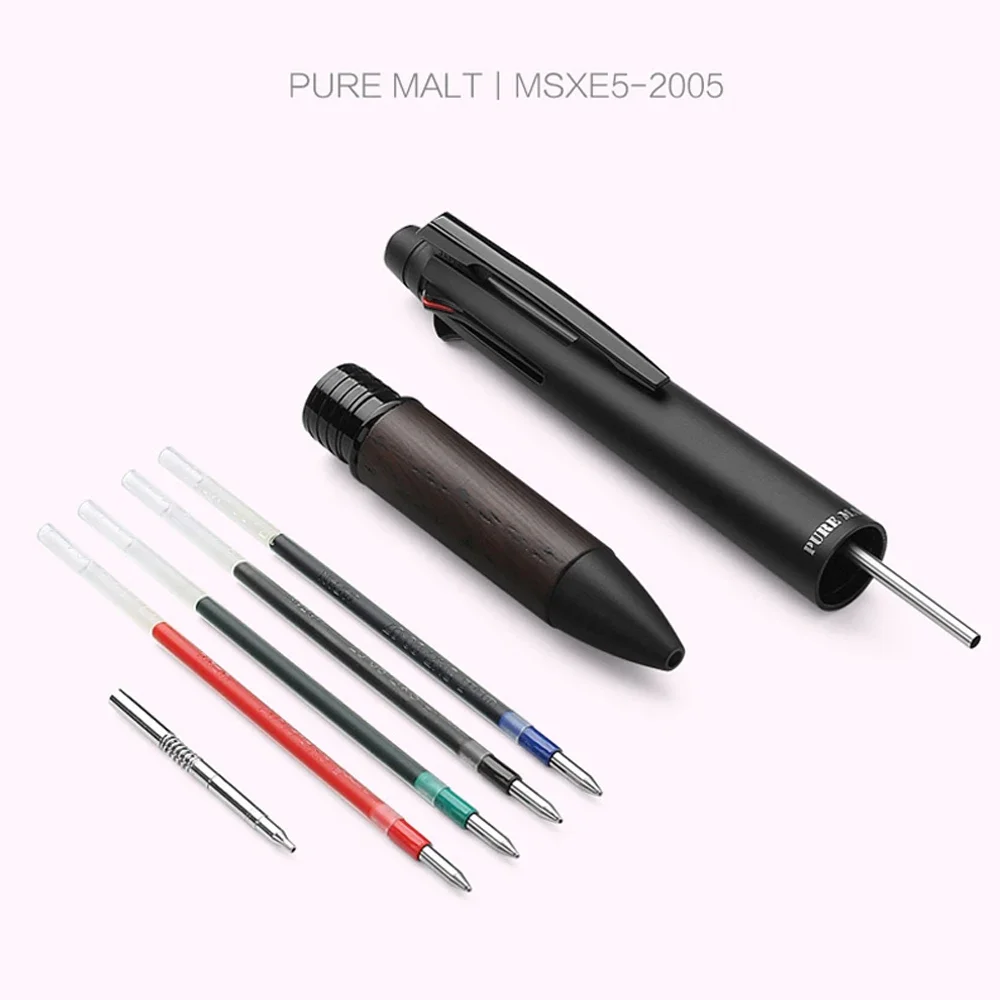 Japan UNI Jetstream Multifunctional Pen Ballpoint Pen + Mechanical Pencil 5 in 1 MSXE5-2005 Frosted Oak Hand Guard Spinning