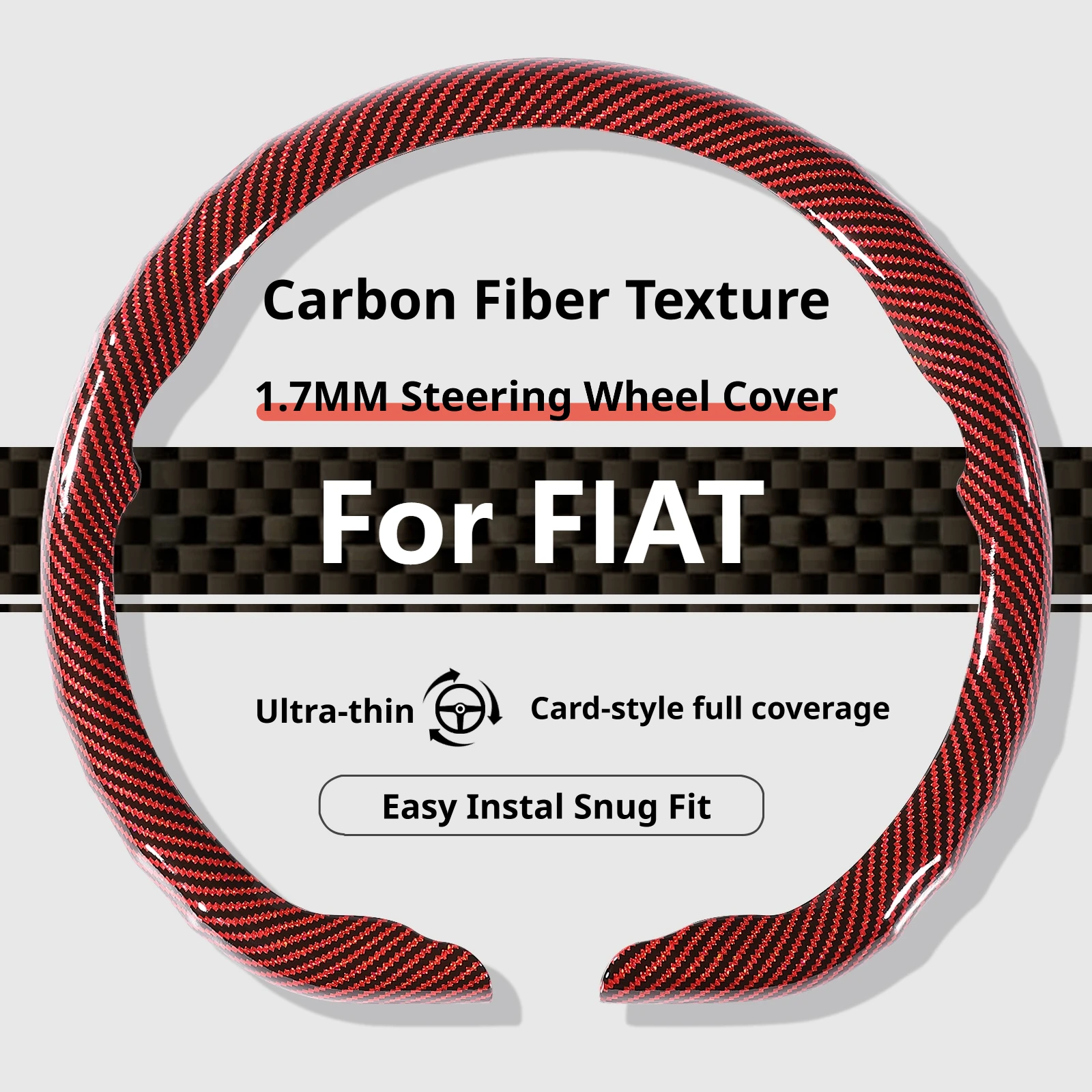Luxury Carbon Fiber Texture Steering Wheel Cover - 15 Inch