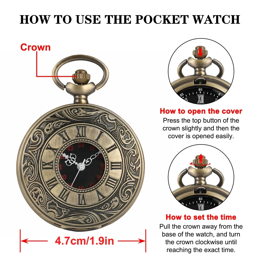 Часы наручные в античном стиле для мужчин и женщин, кварцевые карманные с подвеской на цепочке, дисплей с римскими цифрами, полый охотник, колье