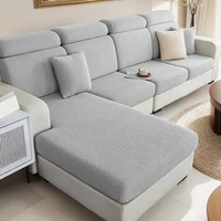 1pc Luxury Twill Jacquard Sofa Seat Covers Stretch Solid Color Cushion Slipcover Living Room Durable Fabric Easy Fit Sofa Cover 2