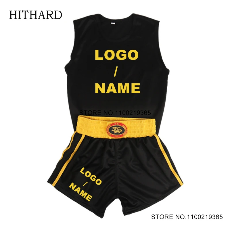 Boxing Shorts and Vest Muay Thai Shorts Sanda Wushu Martial Arts Clothing Kids Adult Gym Team Fight Kickboxing Pants