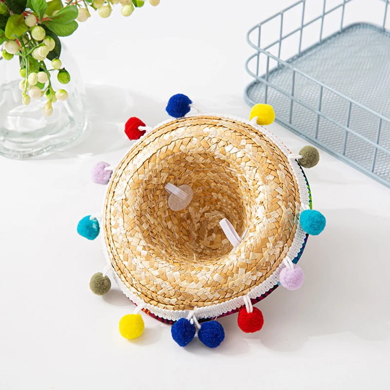 Kids Funny Hats Hairball Headdress Mexican Mini Hat Sombrero with Headband for Adult Pet Birthday Party hair accessories