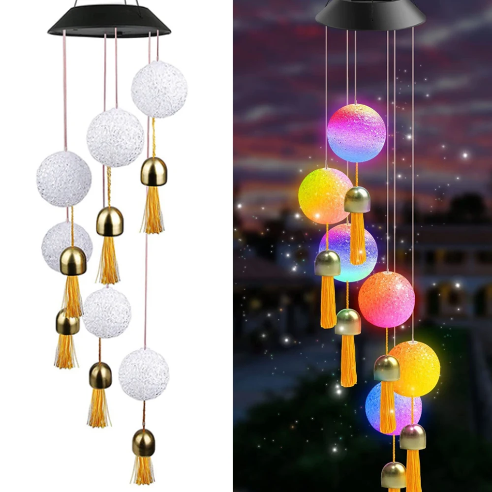 Color changing Solar Wind Chime Crystal Ball Hummingbird Wind Chime Lamp Waterproof Outdoor Use for Courtyard Garden Decoration outdoor solar spot lights Solar Lamps