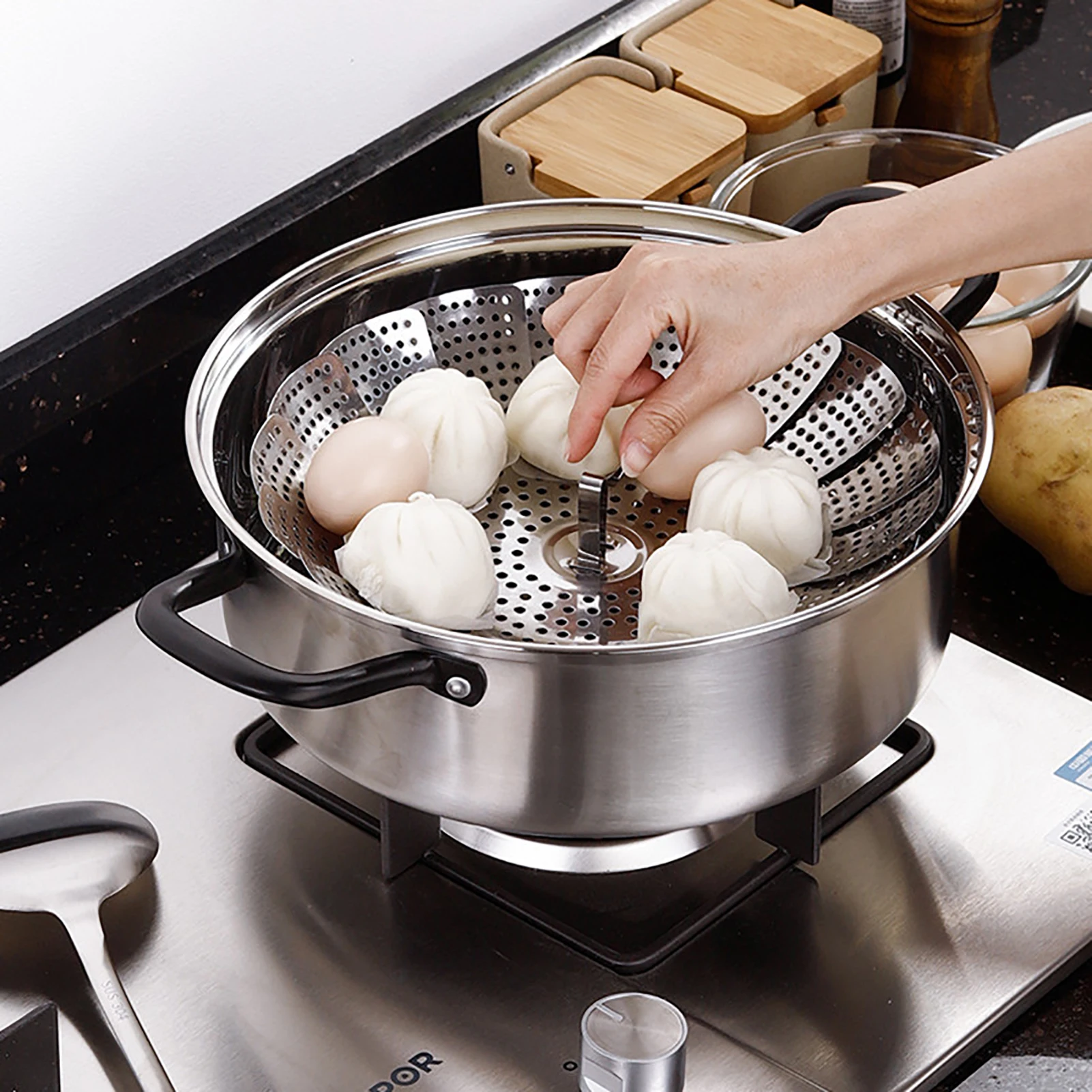 Steamer Basket Expandable Steam Basket Stainless Steel Folding for Vegetable Pot