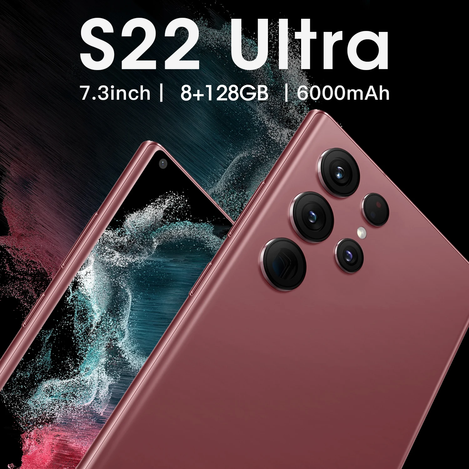 Global Version S22 Ultra Smartphone Android 7.3 inch 8GB 128GB 6800mAh 24+48MP Mobile Phones 5G Network Unlocked Cell phone