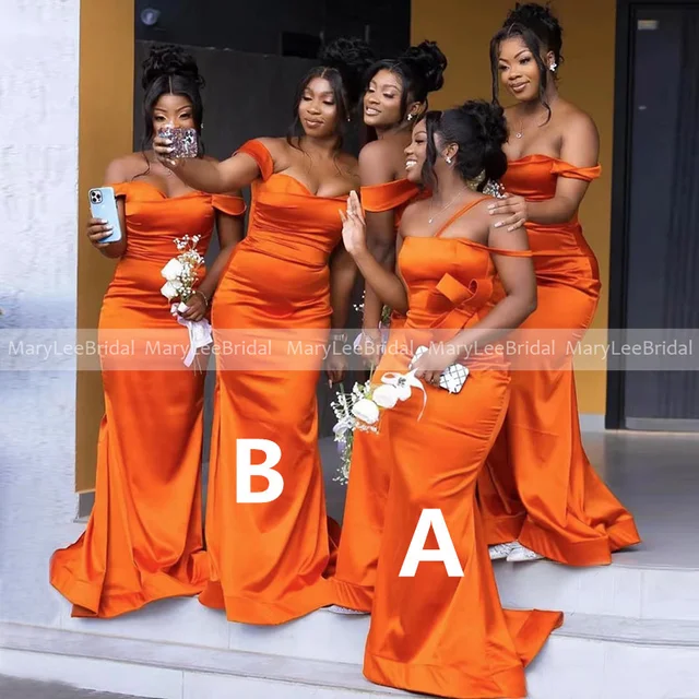 Customized Sexy Mermaid Bright Orange Bridesmaid Dresses for Women 2024  Wedding Party Dress Bride Gown Guest Maid of Honor Gowns - AliExpress