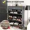 Shoe Storage Cabinet for Entryway, Free Standing Shoe Organizer with 2 Flip Drawers,Hidden Shoe Rack Storage Organizer 5
