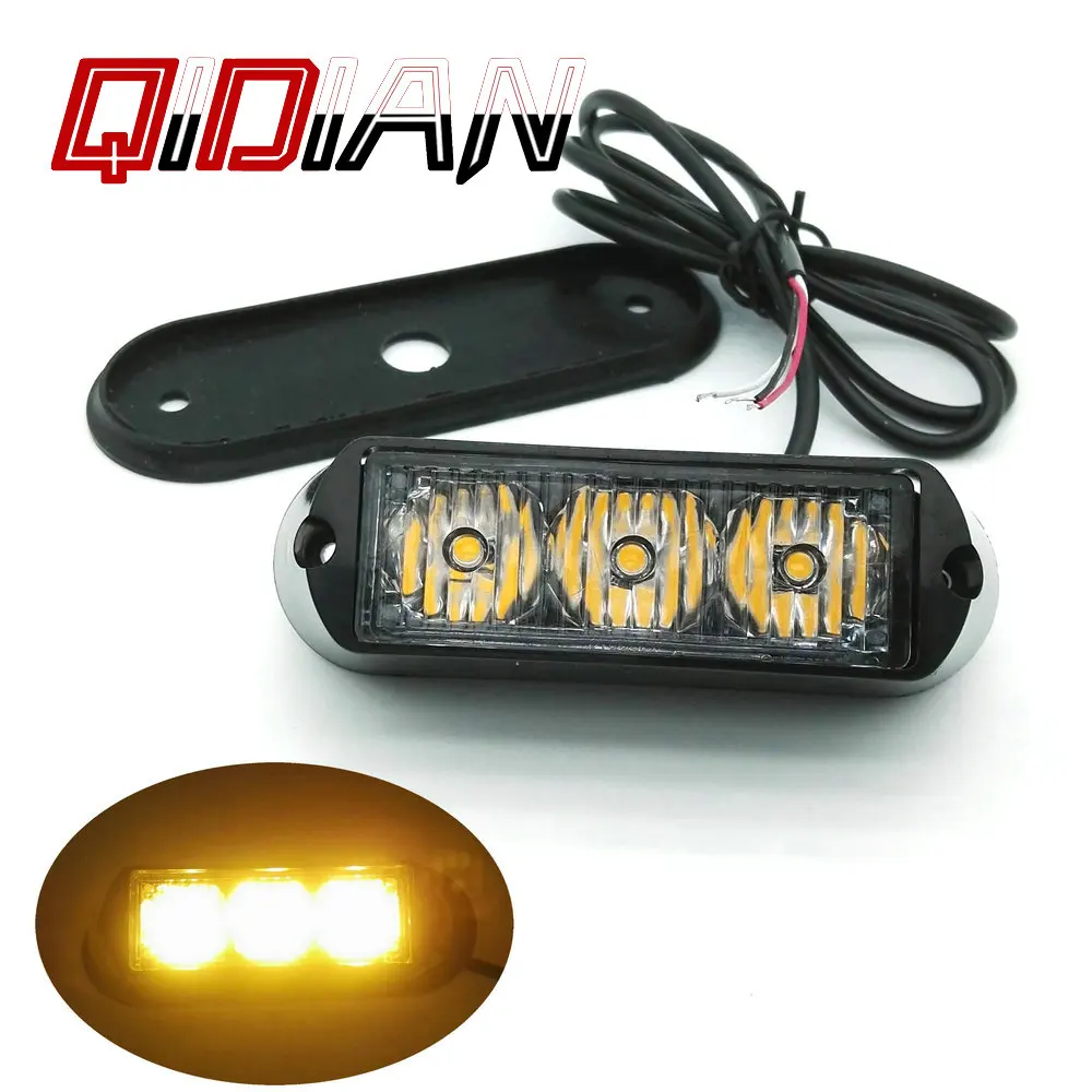 3 Led Warning Light Police Lights Car Universal Strobe Light Flasher 12V Police Emergency Lamp Waterproof Yellow Red Blue White
