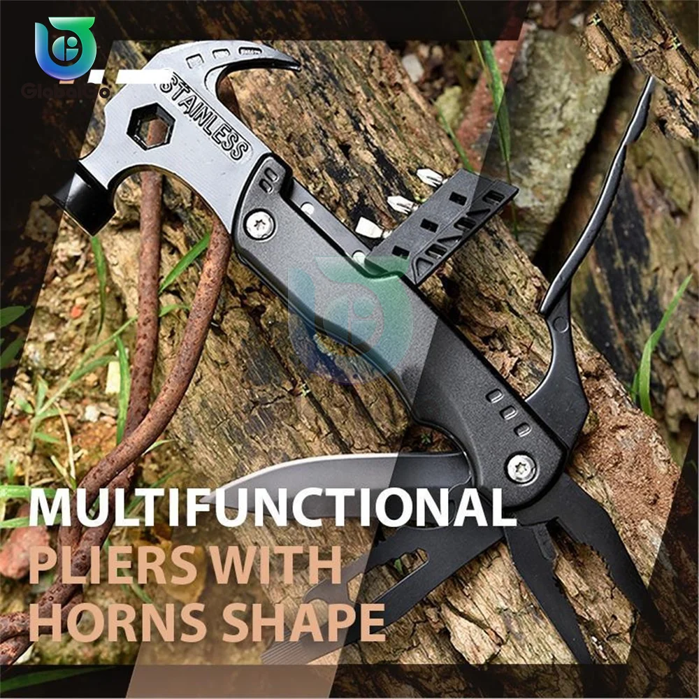 Multitool Claw Hammer Stainless Steel Knife Plier Tool Nylon Sheath Outdoor Survival Camping Hiking Portable Pocket Claw Hammer 5