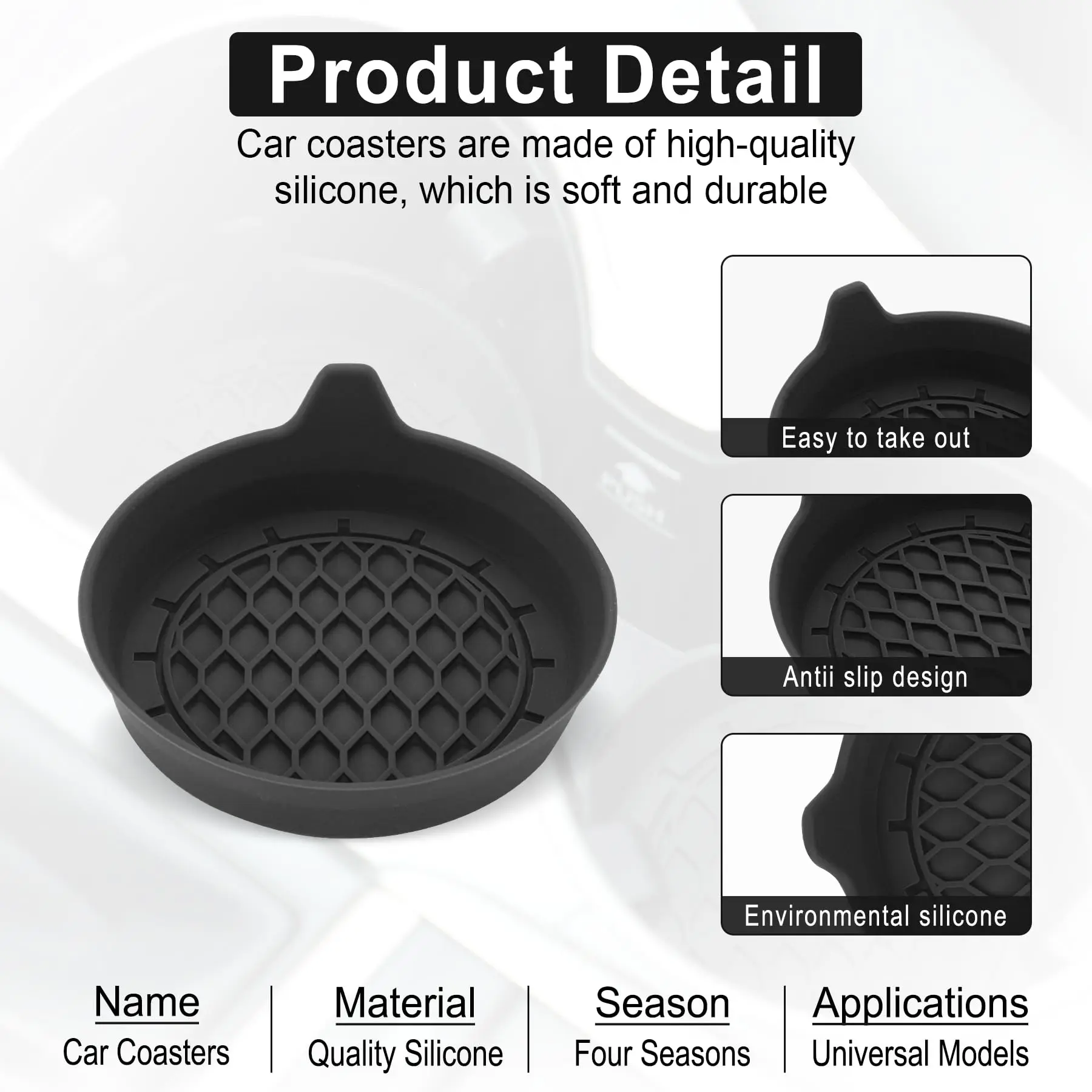 2/4pcs Car Cup Holder Coaster Silicone Cup Holder Insert Universal Non-Slip Cup Holders Car Accessories Interior Silent Cup Pad 2