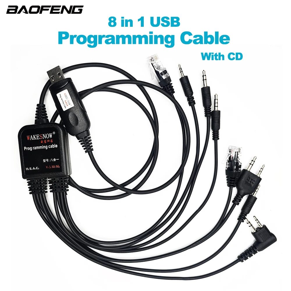 Cavo Di Programmazione Usb Multifunzione Universale 8 In 1 Per Radio Bidirezionali Baofeng Walkie Talkie Motorola Tyt Kenwood Yaesu Hyt
