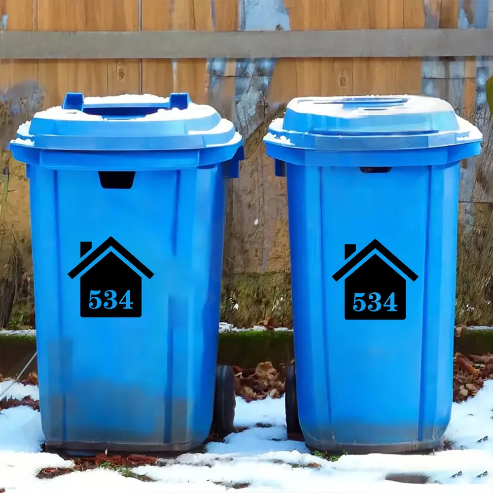 1pc Cool Customized Number Trash Can Identification Vinyl Waterproof, Abrasion-resistant, Season-resistant Stickers Indoor and O 2