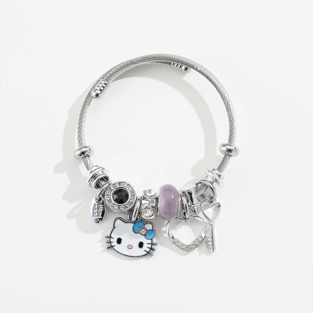 Kawaii Sanrio Hello Kitty Bracelet Small Fresh Crystal Student