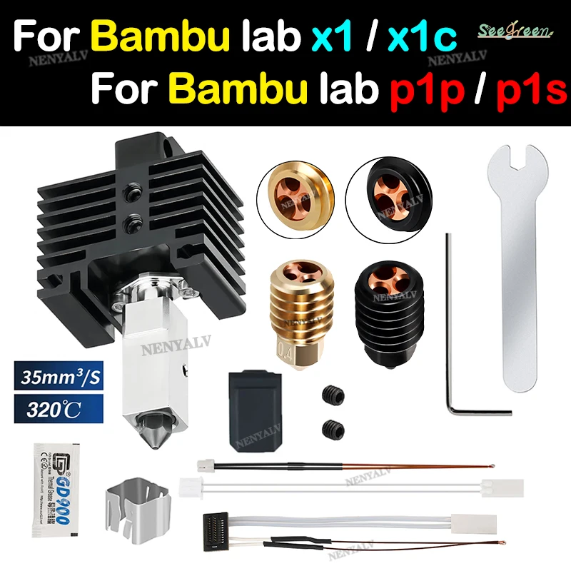 

Bambu Lab Hotend Upgrade 2.0 Version Cht nozzle bambulab Bi Metal Fit Bamboo Bambulabs X1 X1C P1P P1S hotend P1P Thermistor