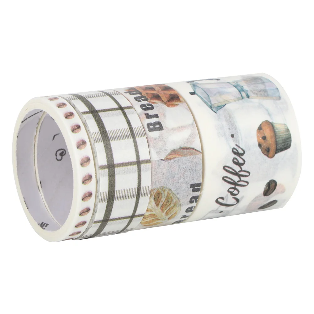 4 Rolls Novel Sticker Tape Popular Delicate Decorative Decals DIY Vivid Stickers for Diary Repeatable Paste Sticker Tape